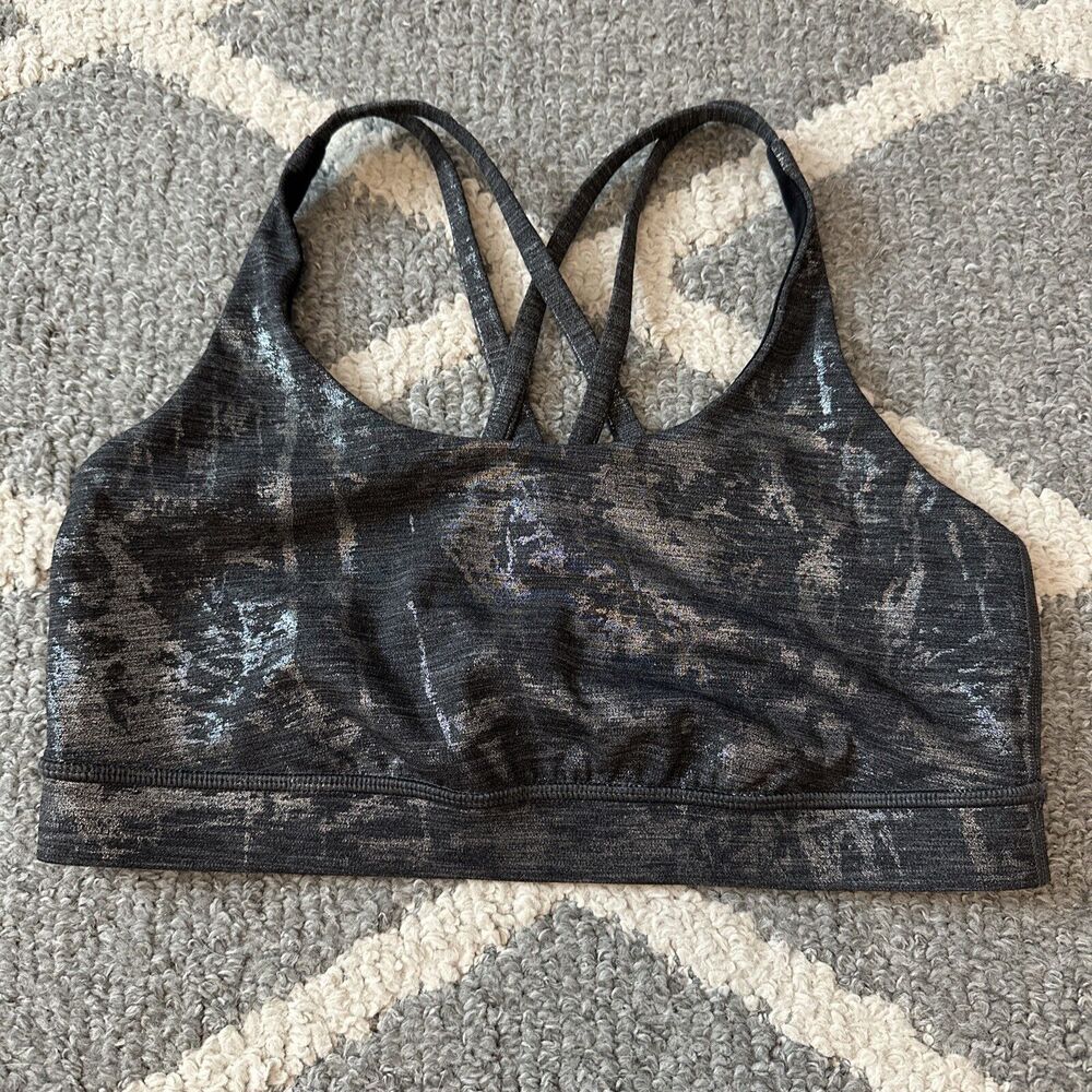 Lululemon Energy Bra Crinkle Heather Brindle High Shine Foil | SIZE 8‎